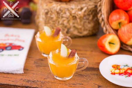 Dollhouse Miniature Spiced Apple Cider for Two with Cinnamon Sticks and Apple Slices - 1:12 Dollhouse Miniature - Fall Miniatures
