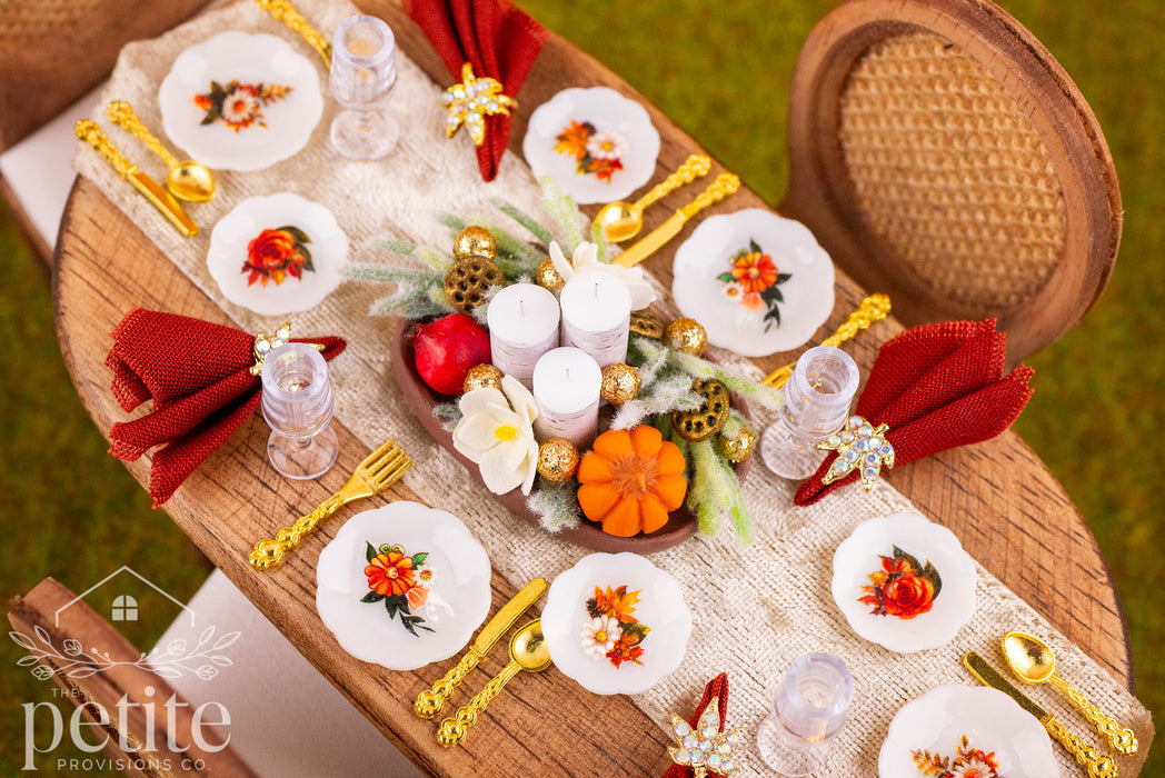 Autumn Florals Thanksgiving Table Setting for 4