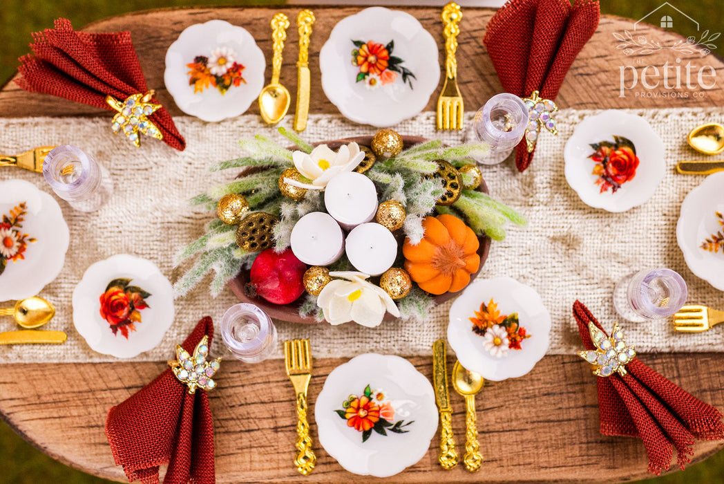 Autumn Florals Thanksgiving Table Setting for 4