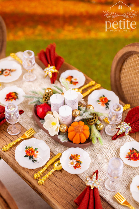 Autumn Florals Thanksgiving Table Setting for 4