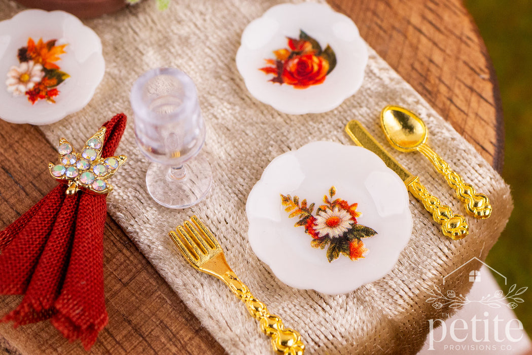 Autumn Florals Thanksgiving Table Setting for 4