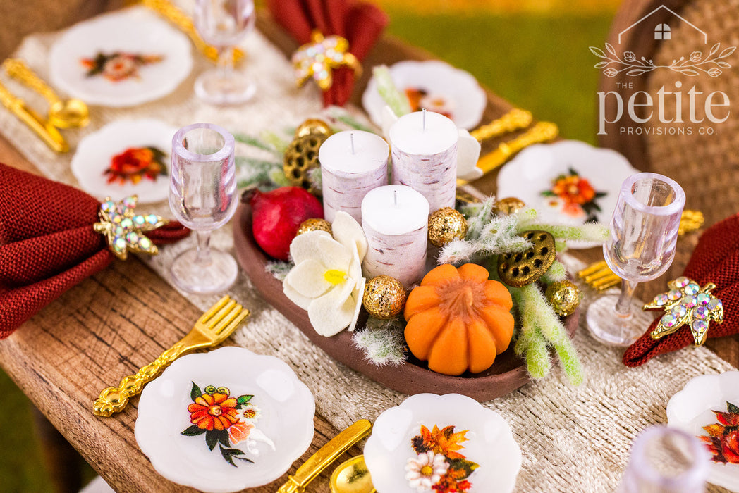 Autumn Florals Thanksgiving Table Setting for 4