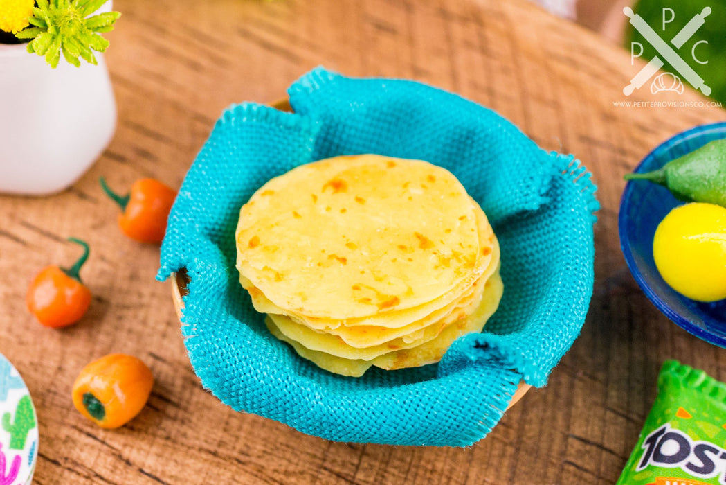 Dollhouse Miniature Corn Tortilla Basket - Corn Tortilla Package - Cinco de Mayo - 1:12 Dollhouse Miniature Mexican Food