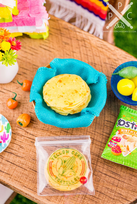 Dollhouse Miniature Corn Tortilla Basket - Corn Tortilla Package - Cinco de Mayo - 1:12 Dollhouse Miniature Mexican Food