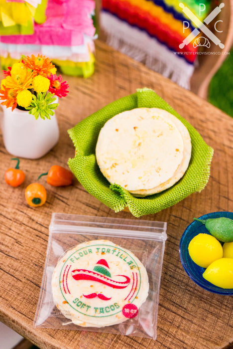 Dollhouse Miniature Flour Tortilla Basket - Flour Tortilla Package - Cinco de Mayo - 1:12 Dollhouse Miniature Mexican Food