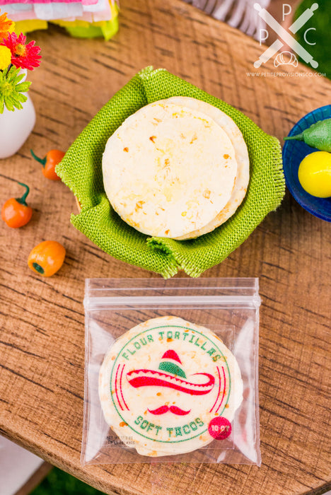 Dollhouse Miniature Flour Tortilla Basket - Flour Tortilla Package - Cinco de Mayo - 1:12 Dollhouse Miniature Mexican Food