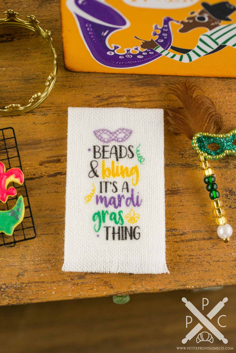 Beads & Bling Mardi Gras Tea Towel