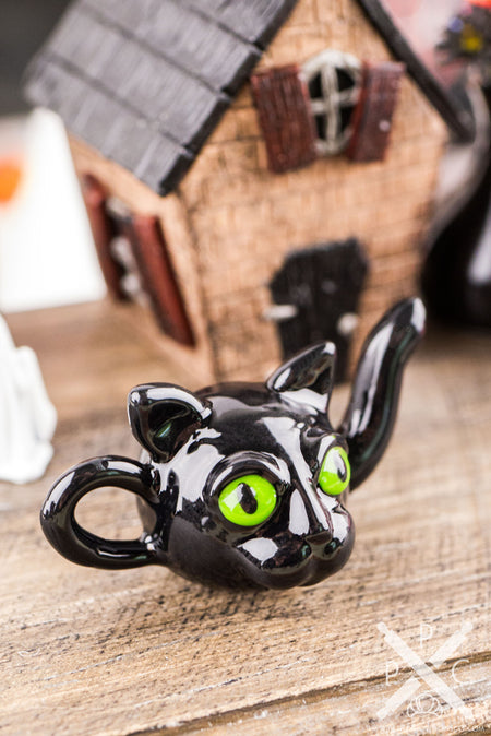 Dollhouse Miniature Black Cat Teapot