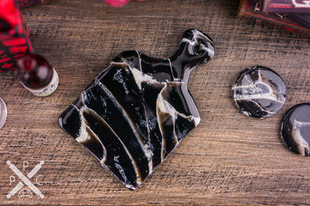 Dollhouse Miniature Black Marble Serving Board - Cheese Board - Style B - 1:12 Dollhouse Miniature - Halloween Miniatures
