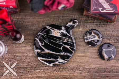 Dollhouse Miniature Black Marble Serving Board - Cheese Board - Style C - 1:12 Dollhouse Miniature - Halloween Miniatures