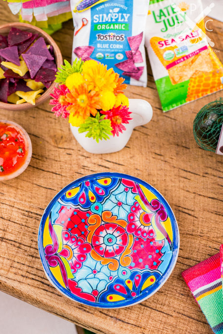 Dollhouse Miniature Mexican Talavera Plate - 1:12 Dollhouse Miniature Ceramic Serving Plate