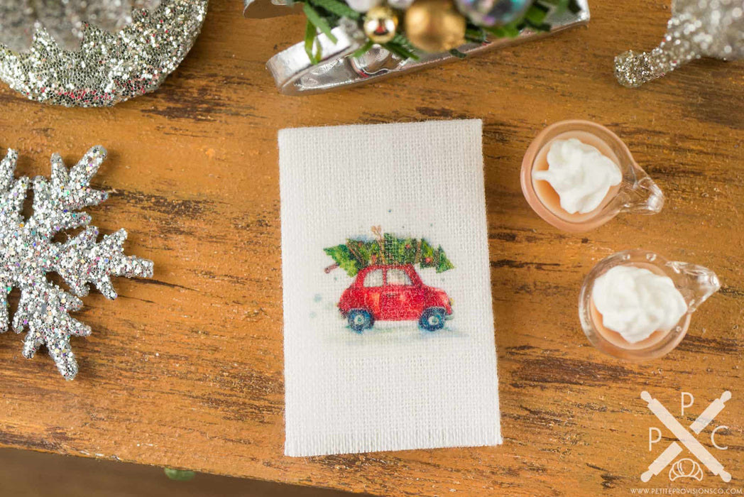 Bringing Home the Christmas Tree Tea Towel