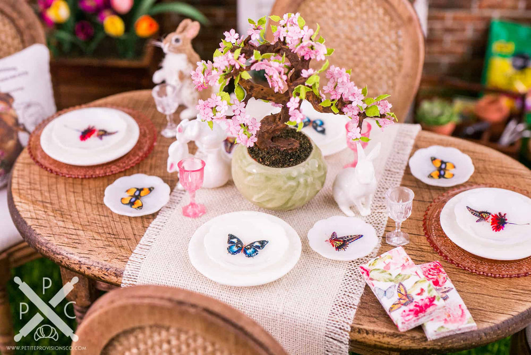 Dollhouse Miniature Butterfly Decorative Plates - Small - Set of 4 - 1:12 Dollhouse Miniature Spring Plates