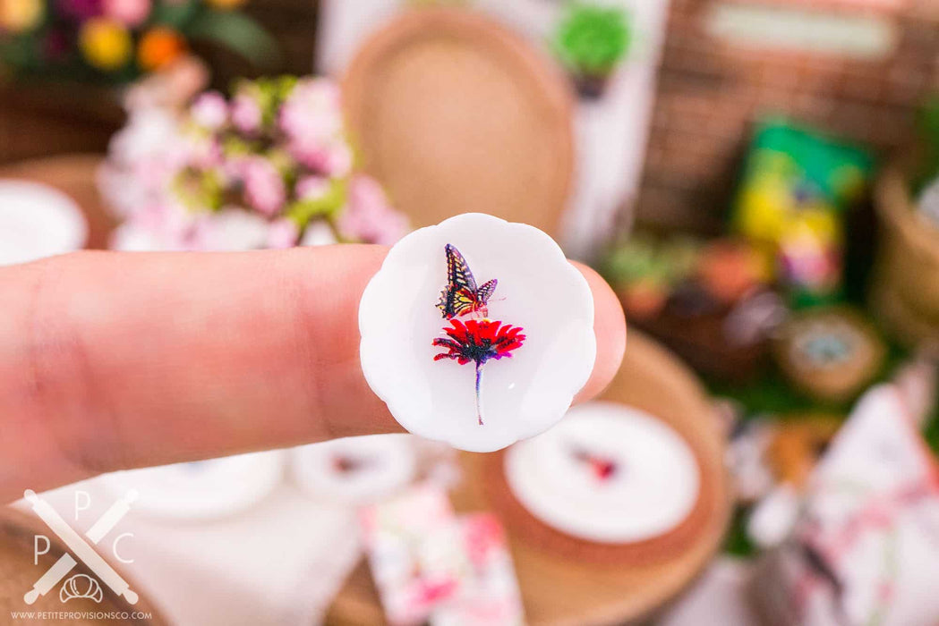 Dollhouse Miniature Butterfly Decorative Plates - Large - Set of 4 - 1:12 Dollhouse Miniature Spring Plates