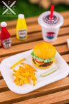 Dollhouse Miniature Cheeseburger, Fries and Pickle Platter - 1:12 Dollhouse Miniature Burger Set