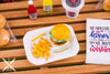 Dollhouse Miniature Cheeseburger, Fries and Pickle Platter - 1:12 Dollhouse Miniature Burger Set