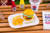 Dollhouse Miniature Cheeseburger, Fries and Pickle Platter - 1:12 Dollhouse Miniature Burger Set