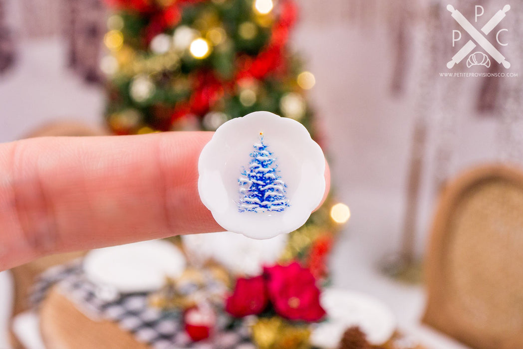 Dollhouse Miniature Christmas Birds Decorative Plates - Large - Set of 4 - 1:12 Dollhouse Miniature Christmas Plates