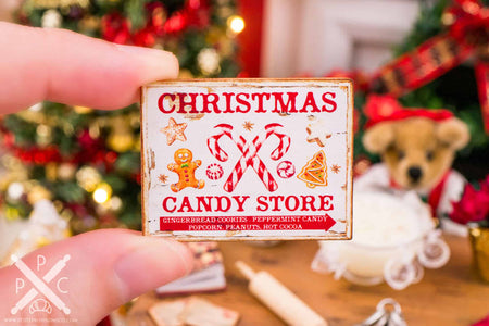 Dollhouse Miniature Christmas Candy Store Sign - 1:12 Dollhouse Miniature Christmas Sign