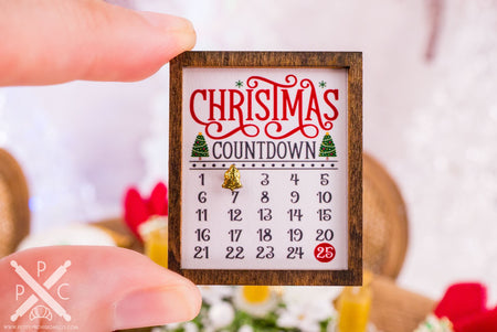 Dollhouse Miniature Christmas Countdown Sign - Decorative Christmas Countdown Framed Sign with Magnet - 1:12 Dollhouse Miniature Sign