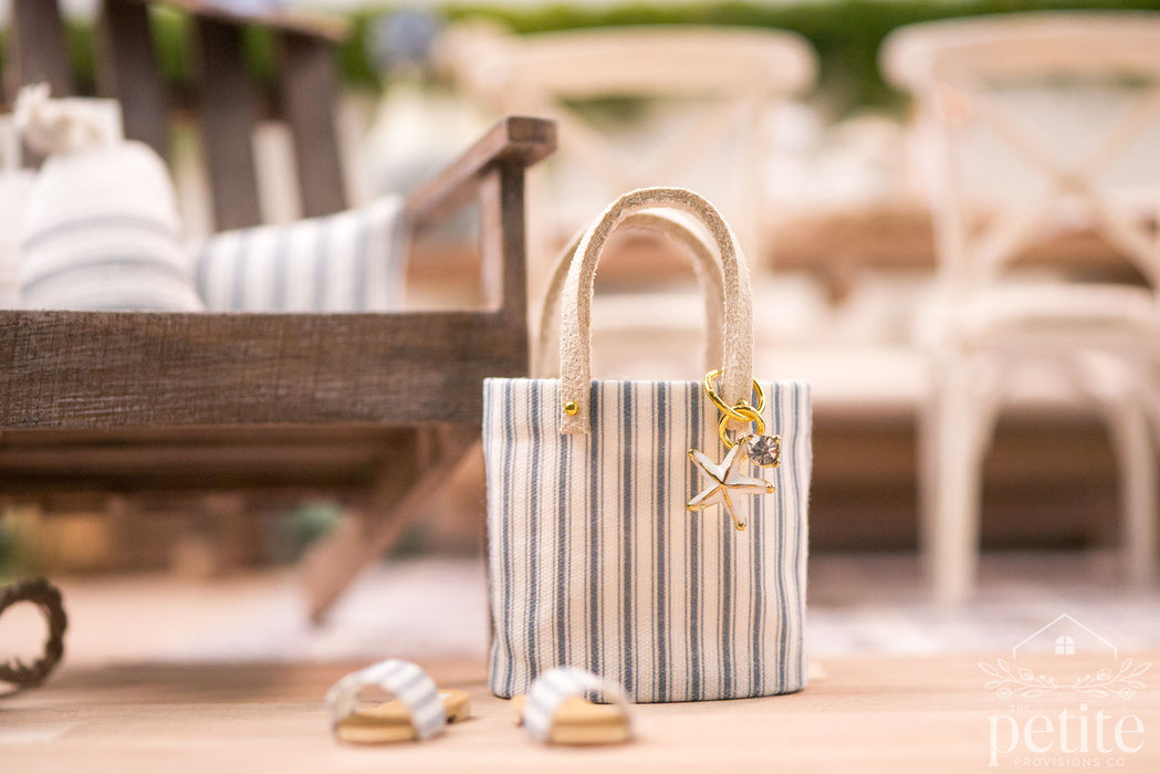 Coastal Market Tote - Harbor Ticking