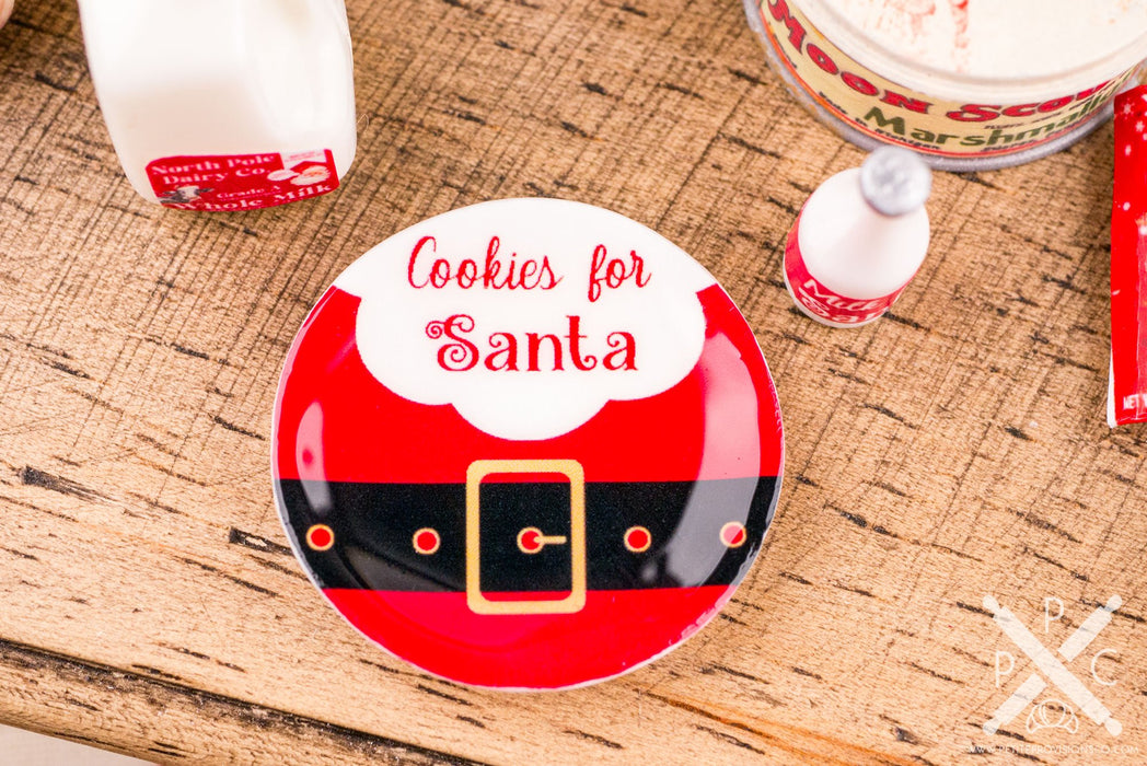 Dollhouse Miniature Cookies for Santa and Milk for Santa Set - 1:12 Dollhouse Miniature Christmas Plate Decoration