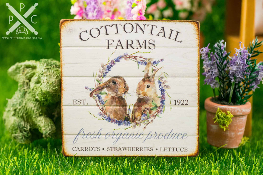 Dollhouse Miniature Cottontail Farms Sign