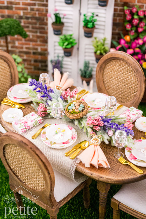 Easter Bunnies and Tulips Table Setting for 4