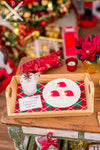 Dollhouse Miniature Eggnog and Santa Hat Cookies on Wood Tray - 1:12 Dollhouse Miniature Christmas - Christmas Miniatures