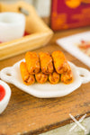 Dollhouse Miniature Egg Rolls with Dipping Sauce