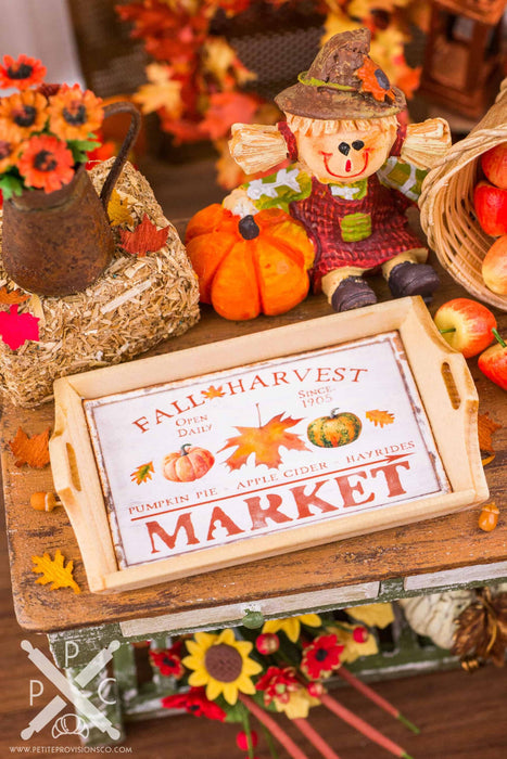 Dollhouse Miniature Autumn Themed Wood Serving Tray - 1:12 Dollhouse Miniature Fall Decor - Various Designs