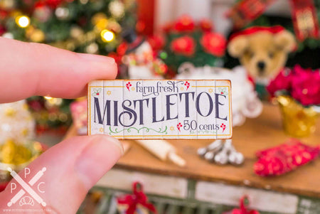 Dollhouse Miniature Farm Fresh Mistletoe Sign - 1:12 Dollhouse Miniature Christmas Sign