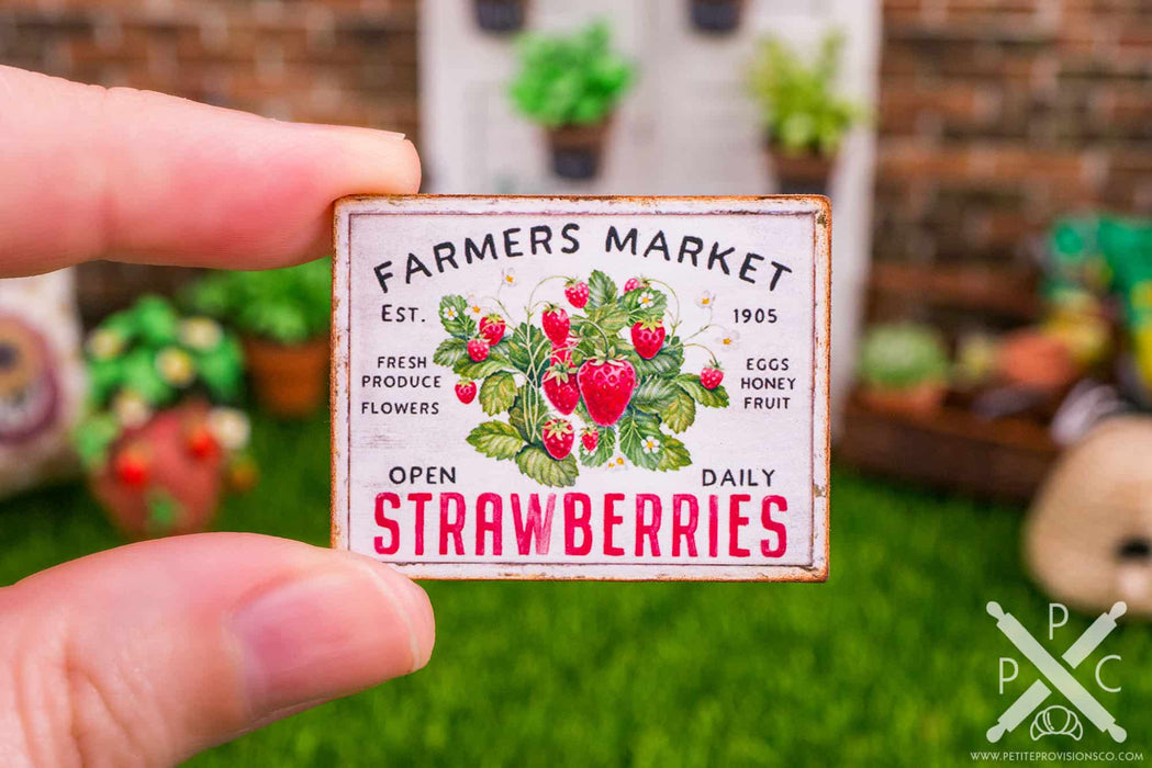 Farmers Market Strawberries Sign