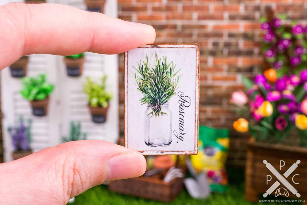 Dollhouse Miniature Farmhouse Rosemary Sign - Decorative Spring Sign - 1:12 Dollhouse Miniature Garden Sign