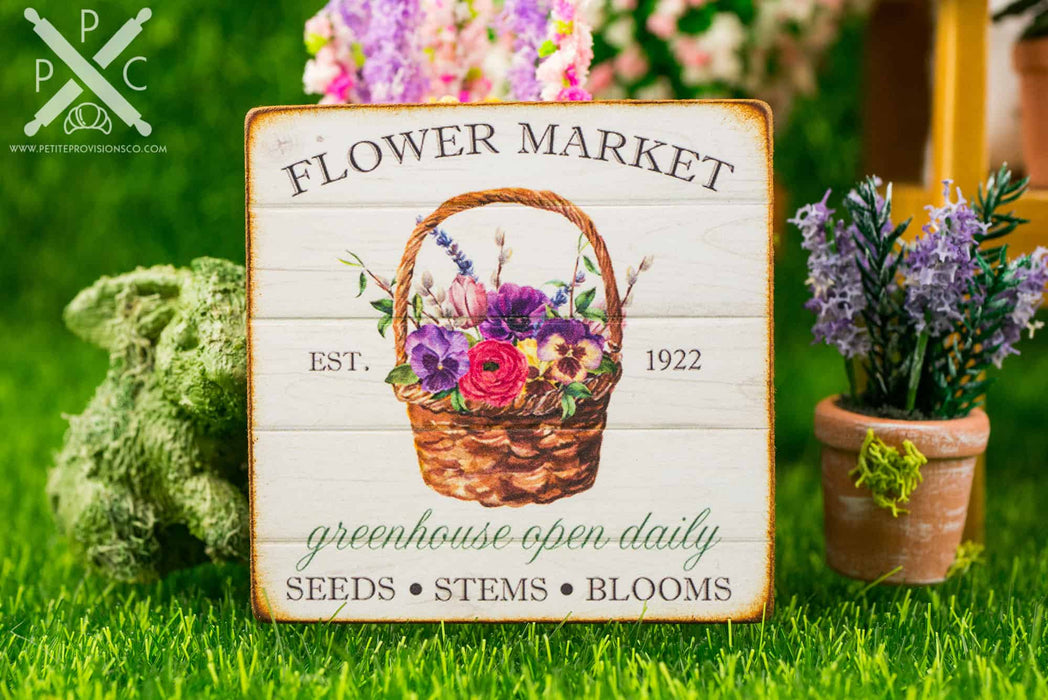 Dollhouse Miniature Flower Market Sign