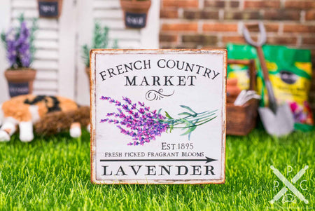 Dollhouse Miniature French Country Market Lavender Sign - Decorative Spring Sign - 1:12 Dollhouse Miniature Garden Sign