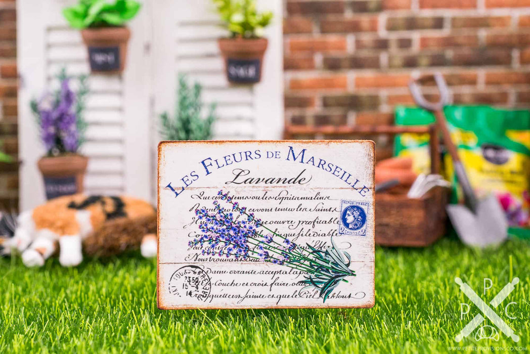 Dollhouse Miniature French Lavender Sign - Decorative Spring Sign - 1:12 Dollhouse Miniature Garden Sign