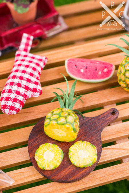 Dollhouse Miniature Fresh Pineapple Slices on Board - 1:12 Dollhouse Miniature Pineapple