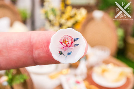 Dollhouse Miniature Garden Rose Decorative Plates