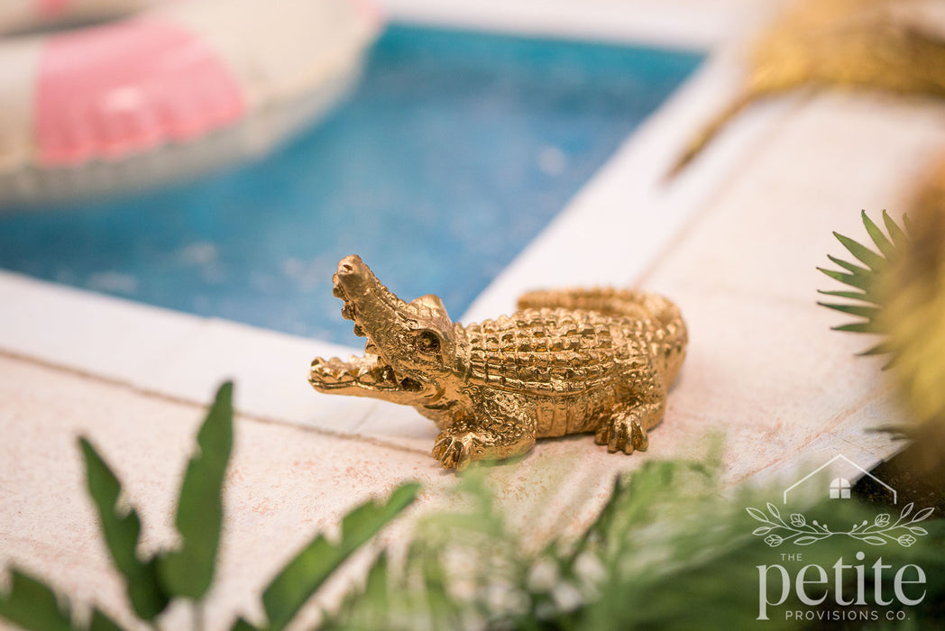 Gilded Alligator Sculpture