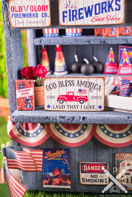 Dollhouse Miniature God Bless America 4th of July Sign - 1:12 Dollhouse Miniature Sign