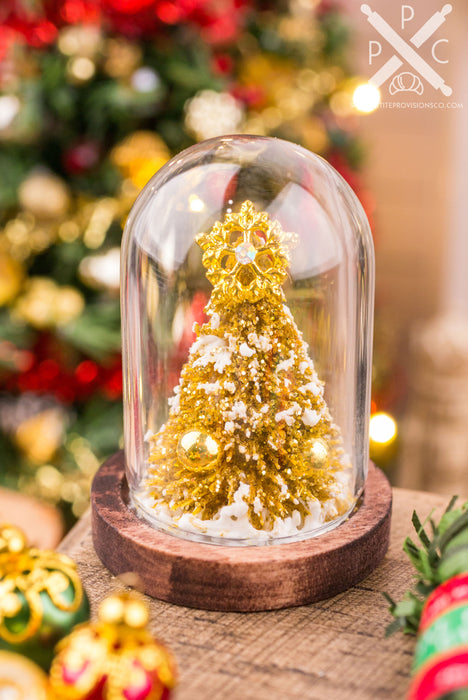 Gold Glitter Christmas Tree Cloche