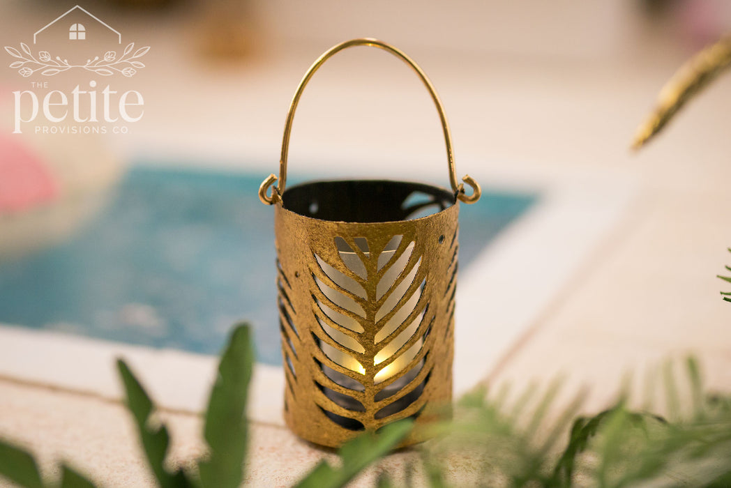 Golden Palm Frond Lantern