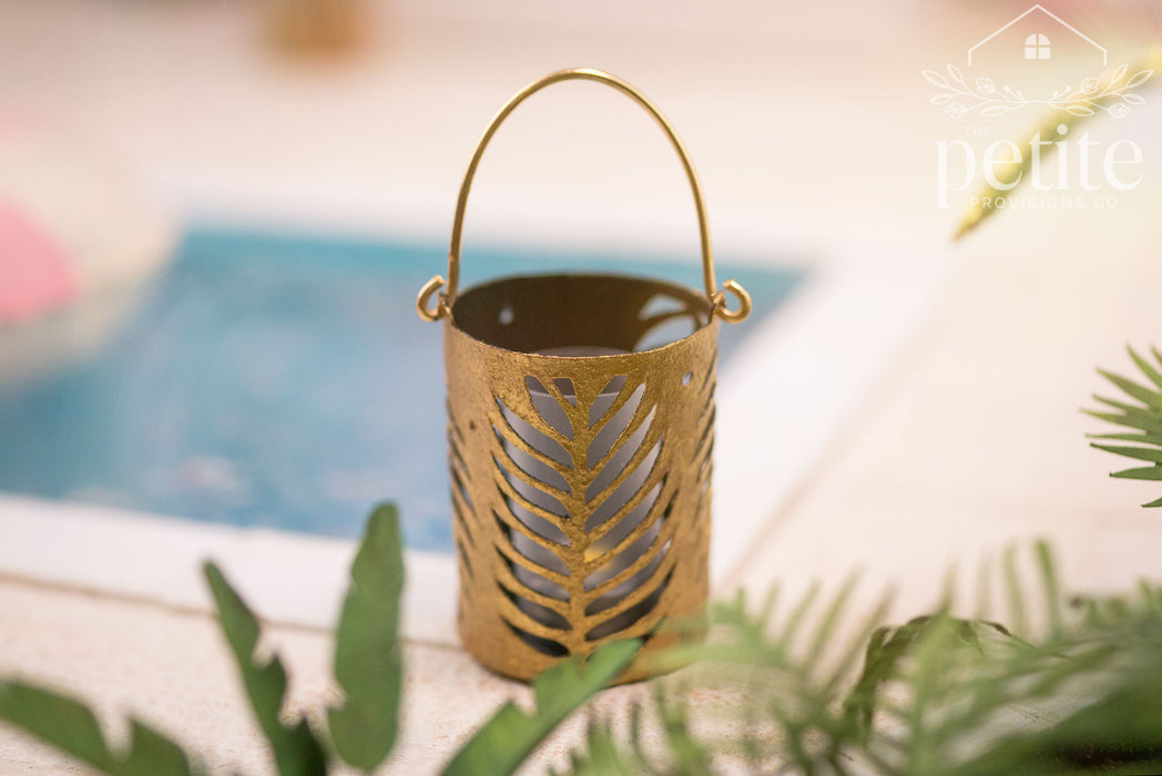 Golden Palm Frond Lantern