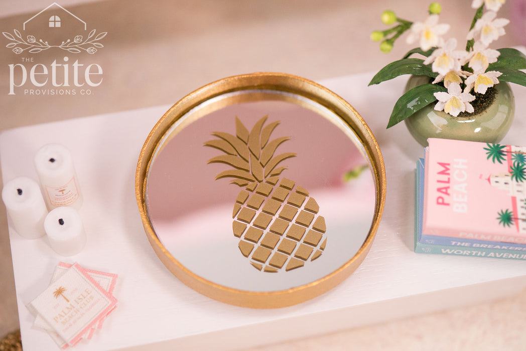 Golden Pineapple Mirrored Tray
