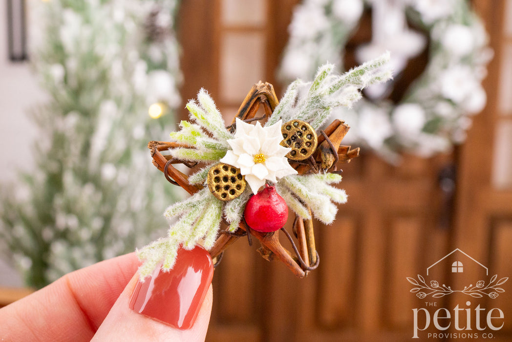 Grapevine Star Wreath with Poinsettia & Pomegranate