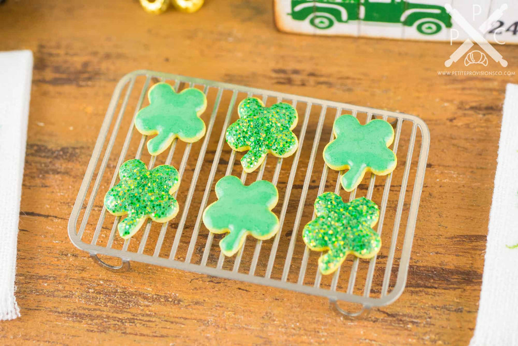 Dollhouse Miniature St. Patrick's Day Green Shamrock Cookies - Half Dozen