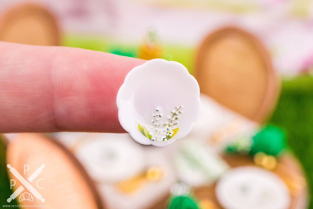 Dollhouse Miniature St. Patrick's Day Green and White Floral Decorative Plates