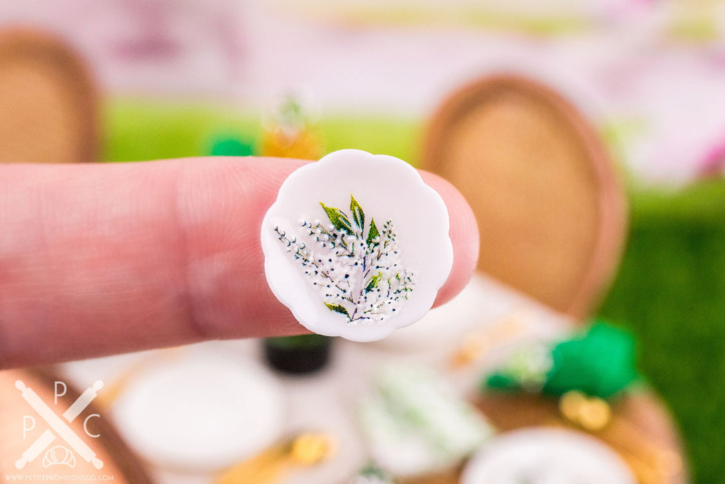 Dollhouse Miniature St. Patrick's Day Green and White Floral Decorative Plates