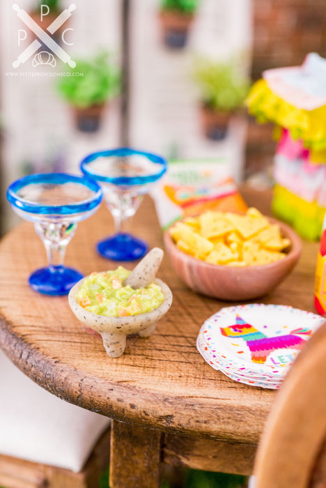 Dollhouse Miniature Guacamole in Molcajete - Cinco de Mayo - 1:12 Dollhouse Miniature Mexican Food